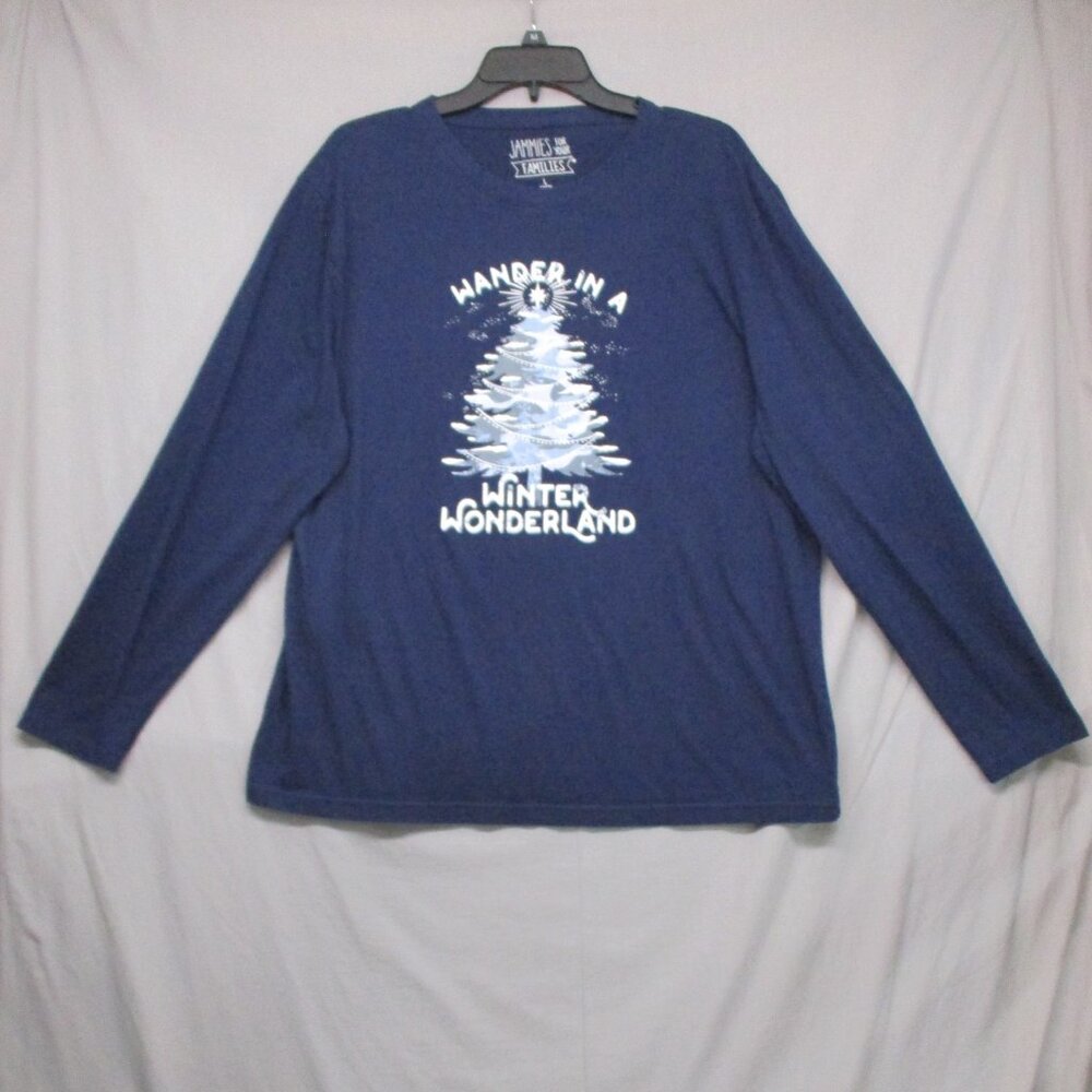 Jammies for your Families Christmas Graphic Print‎ Long Sleeve Top Blue Men | L